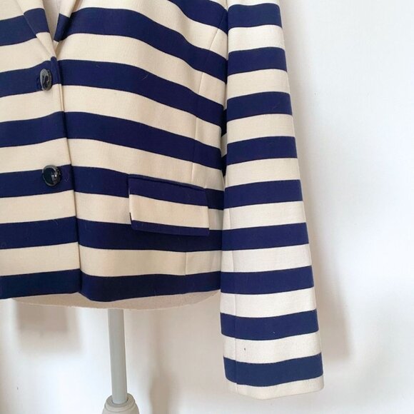 TORY BURCH AUGUSTA NAVY STRIPED NOTCHED LAPEL BLAZER - XL - Picture 6 of 11